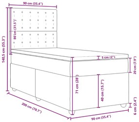 Κρεβάτι Boxspring με Στρώμα Taupe 90x200 εκ. Υφασμάτινο - Μπεζ-Γκρι