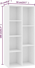 vidaXL Βιβλιοθήκη Λευκή 50 x 25 x 106 εκ. από Επεξ. Ξύλο