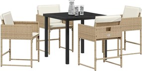 vidaXL Σέτ φαγητού για κήπο 5 pcs Μπεζ συνθετικό ρατάν