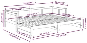 Καναπές Κρεβάτι Συρόμενος Λευκός 2x(80x200) εκ. από Μασίφ Πεύκο - Λευκό