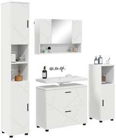 vidaXL Σετ Επίπλων Μπάνιου με συρτάρι 4 pcs Λευκό 30 x 35 x 192 εκ.