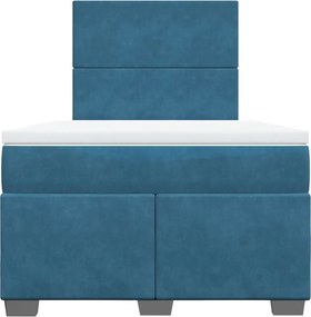 vidaXL Κρεβάτι Boxspring με Στρώμα Μπλε 120x200 εκ. Βελούδινο