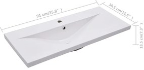 vidaXL Νιπτήρας Ένθετος Λευκός 91 x 39,5 x 18,5 εκ. Κεραμικός