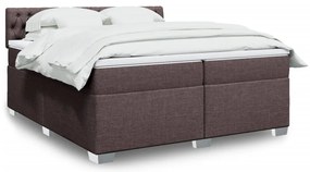 vidaXL Κρεβάτι Boxspring με Στρώμα Σκούρο Καφέ 200x200 εκ. Υφασμάτινο