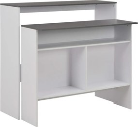 vidaXL Τραπέζι Μπαρ με 2 Επιφάνειες Λευκό / Γκρι 130 x 40 x 120 εκ.