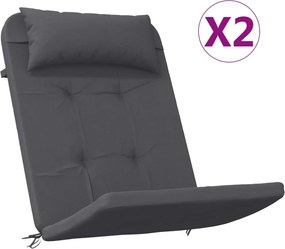 vidaXL Μαξιλάρια Καρέκλας Adirondack 2 τεμ. Ανθρακί από Ύφασμα Oxford