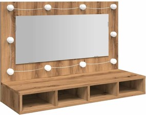 vidaXL Ντουλάπι με Καθρέφτη και LED σε Χρώμα Δρυός Artisan 90x31,5x62 εκ.