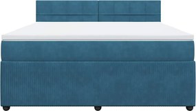 vidaXL Κρεβάτι Boxspring με Στρώμα Μπλε 180x200 εκ. Βελούδινο