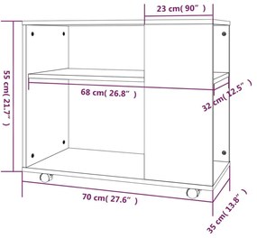 Τραπέζι Βοηθητικό Γκρι Sonoma 70x35x55 εκ. Επεξεργασμένο Ξύλο - Γκρι