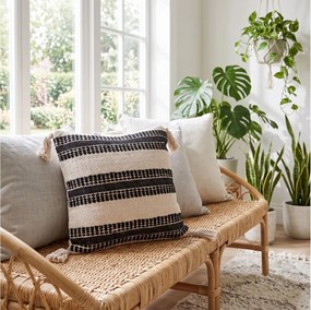 Μαξιλάρι διακοσμητικό Black Stripe - 45x45cm - Λευκό/Μαύρο