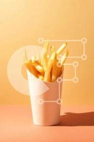 Σετ των 2 Intra Συλλεκτικό Ξύλινο Παζλ Plywood 4mm - Νόστιμες τηγανιτές πατάτες σε λευκό δοχείο Σε Ξύλινο Κουτί - Διαστάσεις: 10x10 cm – 25 κομμάτια