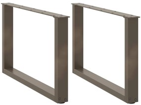 Πόδια Τραπεζιού Σαλονιού σε Σχήμα U 2 τεμ. από Φυσικό Ατσάλι 60x(42-43) εκ. Ατσάλι