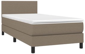 vidaXL Κρεβάτι Boxspring με Στρώμα &amp; LED Taupe 100x200 εκ. Υφασμάτινο