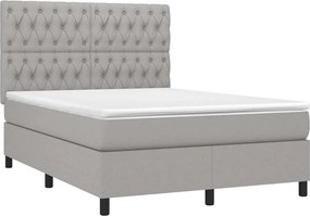vidaXL Κρεβάτι Boxspring με Στρώμα &amp; LED Αν.Γκρι 140x190εκ. Υφασμάτινο