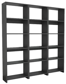 Βιβλιοθήκη Rabuku σε ανθρακί απόχρωση 146x22x123εκ 146x22x160 εκ.