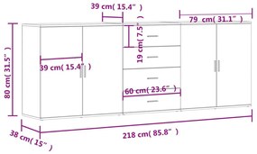 Ντουλάπι 3 τεμ. Καφέ δρυς από Επεξεργασμένο Ξύλο - Καφέ