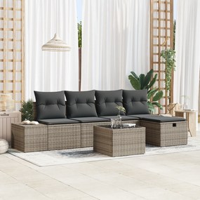 vidaXL Σετ Σαλονιού 6 Τεμαχίων Γκρι Πολυ Ρατάν