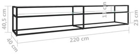 Έπιπλο Τηλεόρασης Λευκό Όψη Μαρμάρου 220x40x40,5εκ Ψημένο Γυαλί - Λευκό