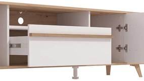 Έπιπλο Τηλεόρασης Orleans Artisan Oak - Λευκό - Λευκό Γυαλιστερό 189x40x52 εκ. 189x40x52 εκ.