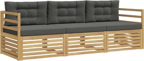 vidaXL Σειρά Καναπέ Εξωτερικού 3 pcs Άσπρο και Ανθρακί Πολυεστέρας