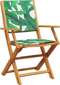 vidaXL Καρέκλες Κήπου 2 τεμ. Σχέδιο Φύλλων Μασίφ Ακακία &amp; Ύφασμα