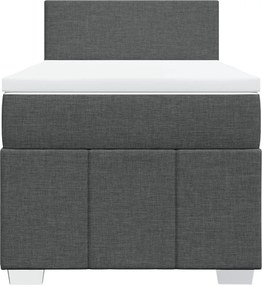 vidaXL Κρεβάτι Boxspring με Στρώμα Σκούρο Γκρι 90x190 εκ. Υφασμάτινο