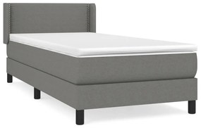 vidaXL Κρεβάτι Boxspring με Στρώμα Σκούρο Γκρι 90x200 εκ. Υφασμάτινο