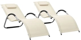 vidaXL Ξαπλώστρες 2 Τεμαχίων Κρεμ / Γκρι από Textilene