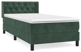 vidaXL Κρεβάτι Boxspring με Στρώμα Σκούρο Πράσινο 80x200 εκ. Βελούδινο