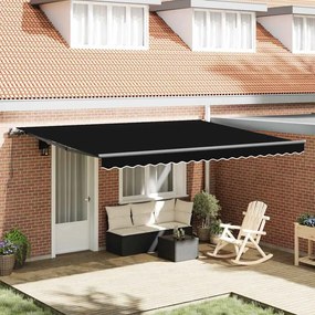 vidaXL Χειροκίνητη Ανασυρόμενη Τέντα Μαύρη 450x300 cm