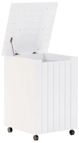 vidaXL Καλάθι Άπλυτων με Τροχούς RANA Λευκό 45x45x64εκ. Μασίφ Πεύκο