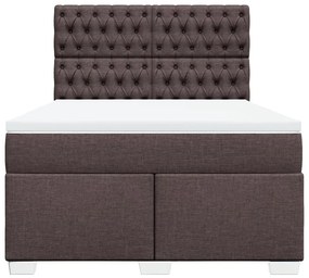 Κρεβάτι Boxspring με Στρώμα Σκούρο Καφέ 160x200 εκ Υφασμάτινο - Καφέ