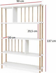 Βιβλιοθήκη Λευκό LUGREGO 90x20x137