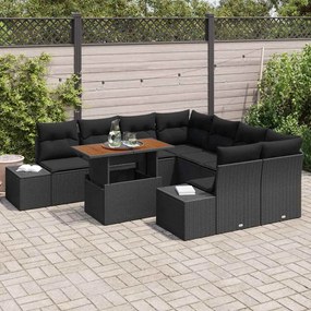 vidaXL Σέτ φαγητού για κήπο 9 pcs Μαύρο, Καφέ 100 x 55 x 73 εκ