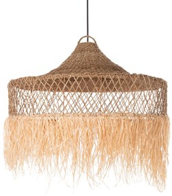 CEILING PENDANT LAMP  PALM LEAF FIBERS AND SEAGRASS FRINGES IN NATURAL Φ123x65Hcm. 123x123x65 εκ.