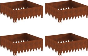 vidaXL Περίγραμμα γκαζόν 4 τμχ. 60 x 60 x 20 εκ Ατσάλι Σκ rusty