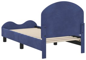 vidaXL Κρεβατική βάση για παιδιά με προσκέφαλο Μπλε Αστυνομίας Βελούδο