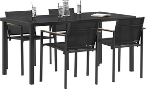 vidaXL Σετ Εξωτερικών Επίπλων 5 pcs Μαύρο και Ανθρακί Textilene