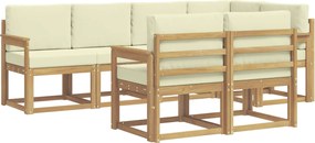 vidaXL Σειρά Καναπέ Εξωτερικού 7 pcs Λευκό και Κρεμ Πολυεστέρας