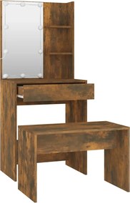 vidaXL Μπουντουάρ Σετ με LED Καπνιστή δρυς από Επεξεργασμένο Ξύλο