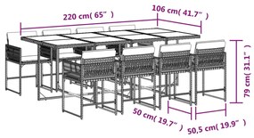 vidaXL Σετ Τραπεζαρίας Κήπου 9 τεμ Μαύρο από Συνθ. Ρατάν με Μαξιλάρια