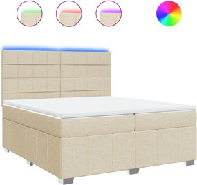 vidaXL Κρεβάτι Boxspring με Στρώμα Κρεμ 200x200 εκ. Υφασμάτινο
