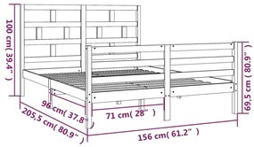 Πλαίσιο Κρεβατιού 150 x 200 εκ. Μασίφ Ξύλο King Size - Καφέ