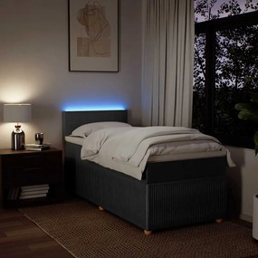 vidaXL Κρεβάτι Boxspring με Στρώμα Σκούρο Γκρι 80x200 εκ. Υφασμάτινο