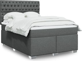vidaXL Κρεβάτι Boxspring με Στρώμα Σκούρο Γκρι 140x190 εκ. Υφασμάτινο