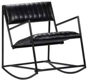 vidaXL 282905  Rocking Chair Black Real Leather