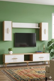 Stewehome Σετ μοντέρνας τηλεοπτικής μονάδας μελαμίνης με ντουλάπια 150x30x41 cm
