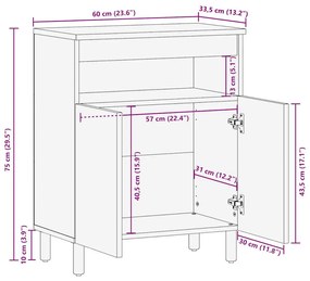 ΜΠΟΥΦΕΣ 60X33,5X75 ΕΚ. ΑΠΟ ΜΑΣΙΦ ΑΚΑΤΕΡΓΑΣΤΟ ΞΥΛΟ ΜΑΝΓΚΟ 4018653