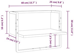 Ράφι Τοίχου με Μπάρα Καφέ Δρυς 40 x 25 x 30 εκ. - Καφέ