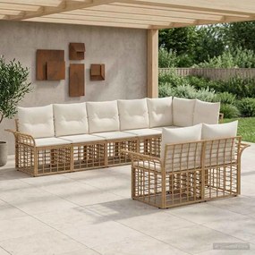 vidaXL Σειρά Καναπέ Εξωτερικού 8 pcs Φυσικό και Κρέμα Λευκό